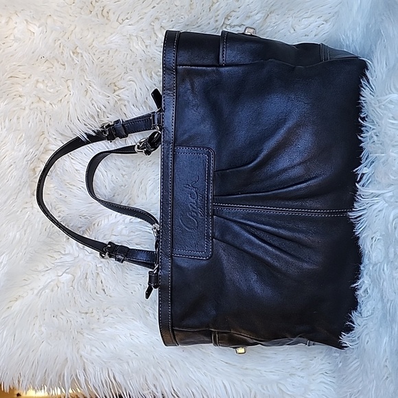 Coach Handbags - Coach Gallery East West Leather Tote Shoulder Black Silver Bag